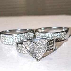 4ct HeartCut Real Moissanite Bridal Halo Set Wedding Ring 14k White Gold Plated7